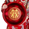 Red double happiness plate, a round ceramic festive tableware for home wedding decoration Item Picture